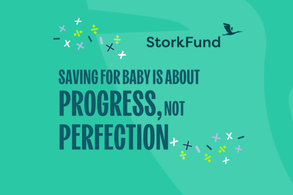 Baby savings is about progress not perfection. Encouraging message for expecting parents planning their budget.